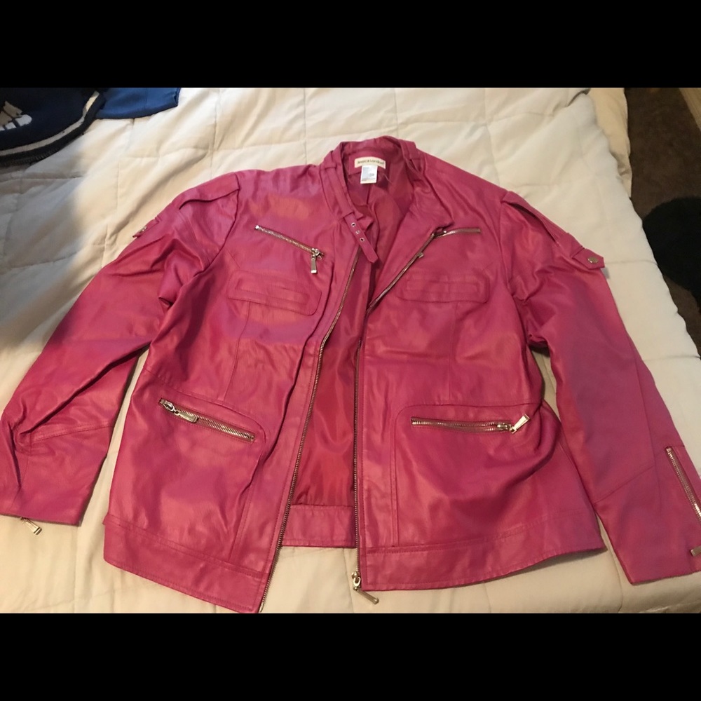 Jessica London Leather Pink Jacket